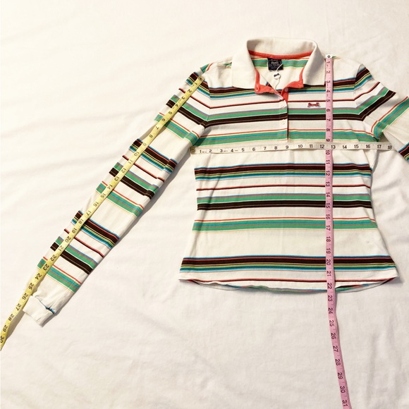 LE TIGRE I Polo Top Long Sleeve Large Striped NWOT - Picture 4 of 9
